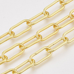 Золотой Цепи из несваренного железа, тянутые удлиненные кабельные цепи, с катушкой, золотые, 16x7x1.6 мм, около 82.02 футов (25 м) / рулон