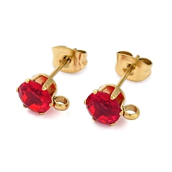 Сиамский Ионное покрытие (ip) 304 фурнитура для сережек-гвоздиков из нержавеющей стали с кубическим цирконием, круглые, Сиам, 9x6 мм, отверстие : 1.8 мм, штифты : 16x0.7 мм