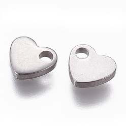 Stainless Steel Color 201 Stainless Steel Charms, Stamping Blank Tag, Heart, Stainless Steel Color, 6x7x1.5mm, Hole: 1.6mm
