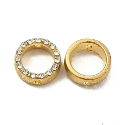Light Gold Alloy Rhinestone Bead Frame, Ring, Light Gold, 12.5x5mm, Hole: 1.6mm