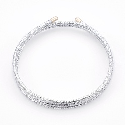 Silver 3-Loop Magnetic Cord Wrap Bracelets, Silver, 20.15 inch(51.2cm), 2mm