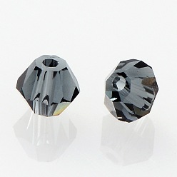 Slate Gray Faceted Bicone Grade AAA Transparent Glass Beads, Slate Gray, 4x3mm, Hole: 1mm, about 720pcs/bag