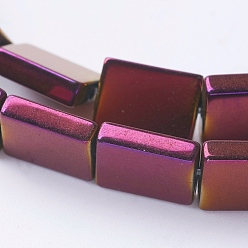 Purple Plated Vacuum Plating Electroplate Non-magnetic Synthetic Hematite Beads Strands, Grade A, Rectangle, Purple Plated, 8x6x2mm, Hole: 1mm, about 50pcs/strand, 15.7 inch(40cm)