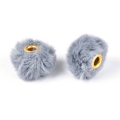 Темно-Серый Имитация кроличьей шерсти европейские бусины, рондель, темно-серый, 19.5~20x12 мм, отверстие : 4 мм