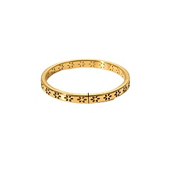 Золотой Минималистичное 304 кольцо из нержавеющей стали, женское, полое, с цветочным дизайном, ювелирное кольцо, золотые, размер США 6 (16.5 мм)