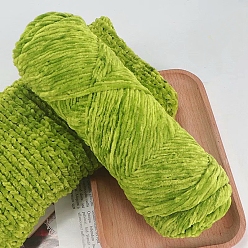 Желто-Зеленый Шерстяная пряжа синель, бархатные нитки для ручного вязания, для детского свитера, шарфа, ткани, рукоделия, ремесла, желто-зеленый, 3 мм, около 87.49 ярдов (80 м) / моток