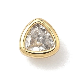 Прозрачный Треугольные латунные микропаве кабошоны из кубического циркония, стойки покрытие, долговечный, без свинца и без кадмия, реальный 18 k позолоченный, прозрачные, 5x5x3.5 мм