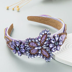 purple Baroque Crystal Butterfly Headband for Women - Vintage Wide Brim Hair Accessories with Glamorous Sparkle