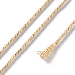 Pale Goldenrod Polyester Twisted Cord, Round, for DIY Jewelry Making, Pale Goldenrod, 1.2mm, about 38.28 Yards(35m)/Roll