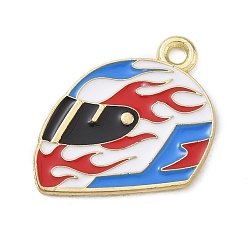 Colorful Racing Car Theme Alloy Enamel Pendants, Helmet Charms, Golden, Colorful, 21x16.5x1mm, Hole: 1.8mm