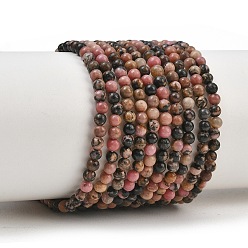 Rhodonite Natural Rhodonite Beads Strands, Smooth Round, 3mm, Hole: 0.5mm, about 134pcs/strand, 15.55''(39.5cm)