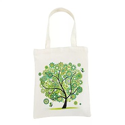 Tree DIY Diamond Painting Handbag Kits, Including Canvas Bag, Resin Rhinestones, Pen, Tray & Glue Clay, Tree, 350x280mm