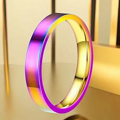 Rainbow Color Простые ленточные кольца из нержавеющей стали, Радуга цветов, размер США 7 (17.3 мм)