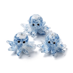 Steel Blue Handmade Lampwork Beads, with Enamel, Octopus, Steel Blue, 13.5~15x20.5~24.5x21.5~24.5mm, Hole: 1.6~2mm