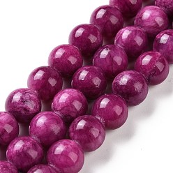 Dark Orchid Natural Mashan Jade Beads Strands, Dyed, Round, Dark Orchid, 10mm, Hole: 1.2mm, about 42pcs/strand, 16 inch