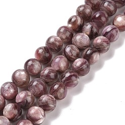 Lepidolite Natural Lepidolite/Purple Mica Stone Beads Strands, Grade A, Round, 8mm, Hole: 0.9mm, about 49pcs/strand, 15.75 inch(40cm)