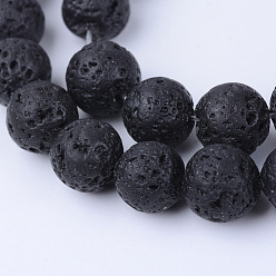 Lava Rock Natural Lava Rock Beads Strands, Round, 6~6.5mm, Hole: 1mm, about 63pcs/strand, 15.5 inch