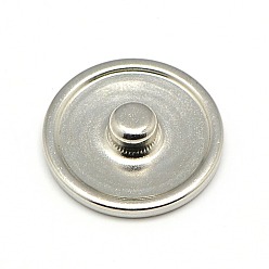 Platinum PandaHall Elite Brass Snap Button Cabochon Settings, Stud Findings, Flat Round, Platinum, Tray: 18mm, 20x5mm, Knob: 5.5mm, about 100pcs/box