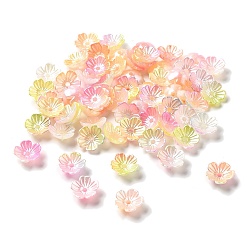 Pink Акриловый шарик крышки, 5-лепестков цветка, розовые, 11x11x4 мм, отверстие : 1.6 мм, 4166 шт / 500 г