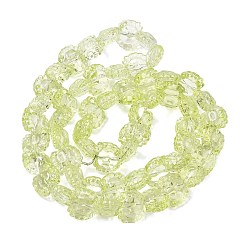 Green Yellow Electroplate Baking Paint Transparent Glass Beads Strands, Crab, Green Yellow, 13x16x8.5mm, Hole: 1.2mm, about 55pcs/strand, 24.41''(62cm)