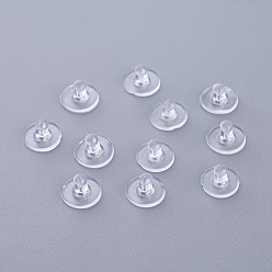 Clear Plastic Ear Nuts, Earring Backs, Clear, 6x10mm, Hole: 0.5mm