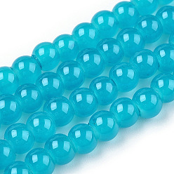Dunkeltürkis Backfarbe, Imitation von Jadeglas, runde Perlenstränge, dunkeltürkis, 4.5~5 mm, Bohrung: 1 mm, ca. 200~210 Stk. / Strang, 31.4 Zoll