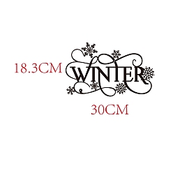 Снежинка Железные настенные художественные украшения, для парадного крыльца, гостинная, кухня, электрофорез черный, слово зима, снежинка шаблон, 300x183x1 мм