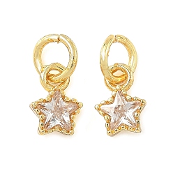 Прозрачный Звезда латунные микро проложить кубического циркония подвески, стойки покрытие, долговечный, без кадмия и без свинца, золотые, с целью перехода в кольце, прозрачные, 7.5x5.5x2.5 мм, отверстие : 3.5 мм