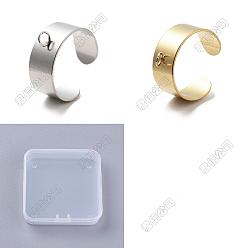 Couleur Dorée & Acier Inoxydable 24pcs 2 couleurs 304 supports de bague en acier inoxydable, anneau de base, or et acier inoxydable Couleur, 8mm, Trou: 3mm, réglable, 12 pcs / couleur