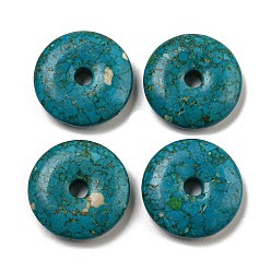 Teal Dyed Synthetic Turquoise Pendants, Donut Charms, Teal, 24.5~25x6.5~7mm, Hole: 4.5mm