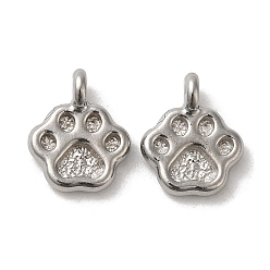 Stainless Steel Color 304 Stainless Steel Charms, Paw Print Charm, Stainless Steel Color, 11.5x9x3.5mm, Hole: 1.6mm