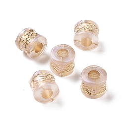 Clear Plating Transparent Acrylic Beads, Golden Metal Enlaced, Column, Clear, 9x7.5mm, Hole: 3.8mm, 1690pcs/500g