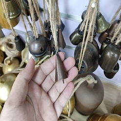 Красная Медь Железный колокольчик подвесные украшения, с джутовой веревкой, Красная медь, 45x21 мм