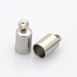 Stainless Steel Color 304 Stainless Steel Cord Ends, Stainless Steel Color, 8.7x5mm, Hole: 1.7mm, Inner diameter: 4mm