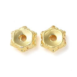 Golden Rack Plating Brass Beads, Long-Lasting Plated, Lead Free & Cadmium Free, Hexagon, Golden, 6x5.5x2mm, Hole: 1mm