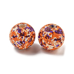 Помидор Аэрозольная краска, деревянная бусина Схима, круглые, тема Хэллоуина/Дня благодарения, помидор, 16x15 мм, отверстие : 4.2 мм