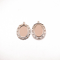 Платина Сеттинги для кулона (кабошонов), латунь , овальные, платина, лоток : 18x13 мм, 28x20x1 мм, отверстие : 1.6 мм