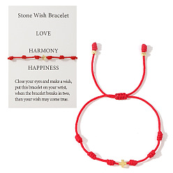 Красный Регулируемые латунные браслеты из плетеных бусин, Браслеты из синтетического волокна, плетеные для женщин и мужчин., крестик, с открытки, красные, 11.02 дюйм (28 см)