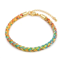 Темно-Оранжевый 4браслеты из плетеного нейлонового шнура толщиной ⅛ дюйма, с латунными выводами и 304 застежками из лобстера из нержавеющей стали, долговечный, золотые, темно-оранжевый, 7-3/4 дюйм (19.7 см)