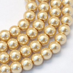 BurlyWood Baking Painted Pearlized Glass Pearl Round Bead Strands, BurlyWood, 12mm, Hole: 1.5mm, about 68~70pcs/strand, 31.4 inch