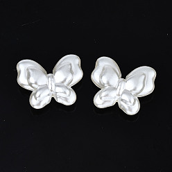 Creamy White ABS Plastic Imitation Pearl Beads, Butterfly, Creamy White, 18x20.5x6mm, Hole: 1.8mm, about 415pcs/500g