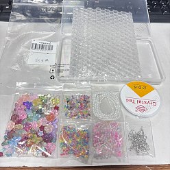 (52) Непрозрачная лаванда Наборы для изготовления браслетов/сережек своими руками, в том числе стеклянные бусины, железные крючки для сережек и эластичная нить с кристаллами., разноцветные, 4.5x3.5 мм, отверстие : 1.6 мм, 100 шт / комплект, 1 комплект