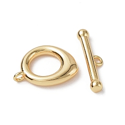 Real 18K Gold Plated Brass Toggle Clasps, Teardrop, Real 18K Gold Plated, Teardrop Clasps: 14x11x2.5mm, Hole: 6mm, T Clasps: 4x16x2.5mm