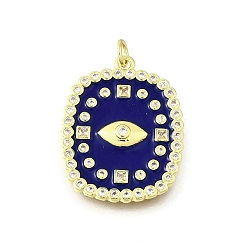 Темно-Синий Латунные микро проложить кубического циркония подвески, с эмалью, квадрат с амулетами от сглаза, реальный 18 k позолоченный, стойки покрытие, прочное покрытие, без кадмия и без свинца, с целью перехода в кольце, темно-синий, 27x21x3 мм, отверстие : 2.5 мм