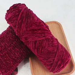 Red Wool Chenille Yarn, Velvet Hand Knitting Threads, for Baby Sweater Scarf Fabric Needlework Craft, Red, 3mm, about 87.49 Yards(80m)/Skein