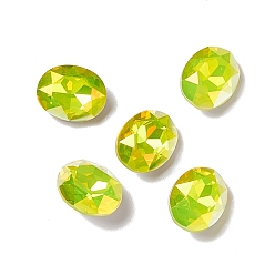 Citrine Light AB Style Eletroplate K9 Glass Rhinestone Cabochons, Pointed Back & Back Plated, Faceted, Oval, Citrine, 10x8x4.5mm