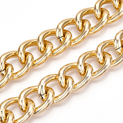 Light Gold Aluminum Curb Chains, Unwelded, Light Gold, 23.5x18.5x4.5mm