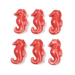 Красный Фарфоровые бусины ручной работы, морской конек, яркие глазированный фарфор, красные, 18~19x9.5~10x6 мм, отверстие : 2 мм