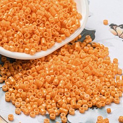 Dark Orange Baking Paint Glass Seed Beads, Cylinder, Dark Orange, 2.5x2mm, Hole: 1.4mm, about 45359pcs/pound
