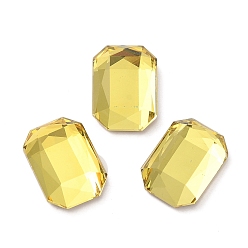 Citrine Glass Rhinestone Cabochons, Flat Back & Back Plated, Faceted, Rectangle, Citrine, 14x10x4.50mm